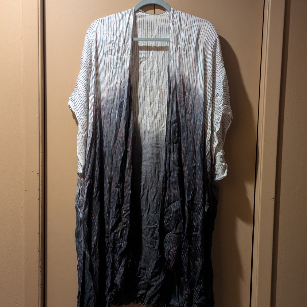 Source Unknown Gradient Kimono Cardigan - White and Black